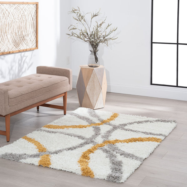 Wade Logan® Avera Shaggy White/Gray/Yellow Area Rug & Reviews Wayfair